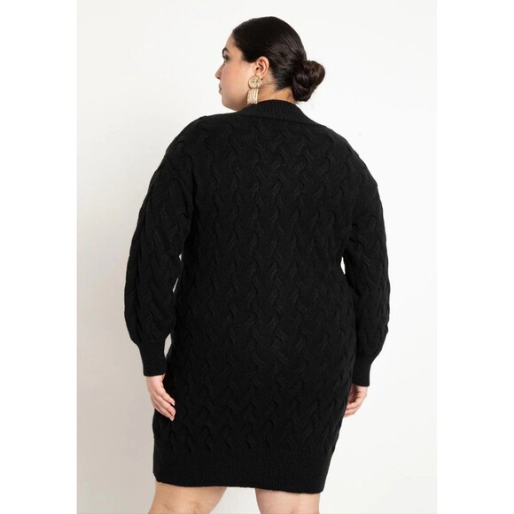 New Eloquii Sweater Dress Novelty Stitch Cardigan Size 18 / 20 Black Academia - Picture 5 of 16